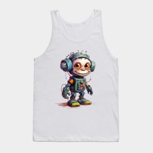 Cartoon monkey robots. T-Shirt, Sticker. Tank Top